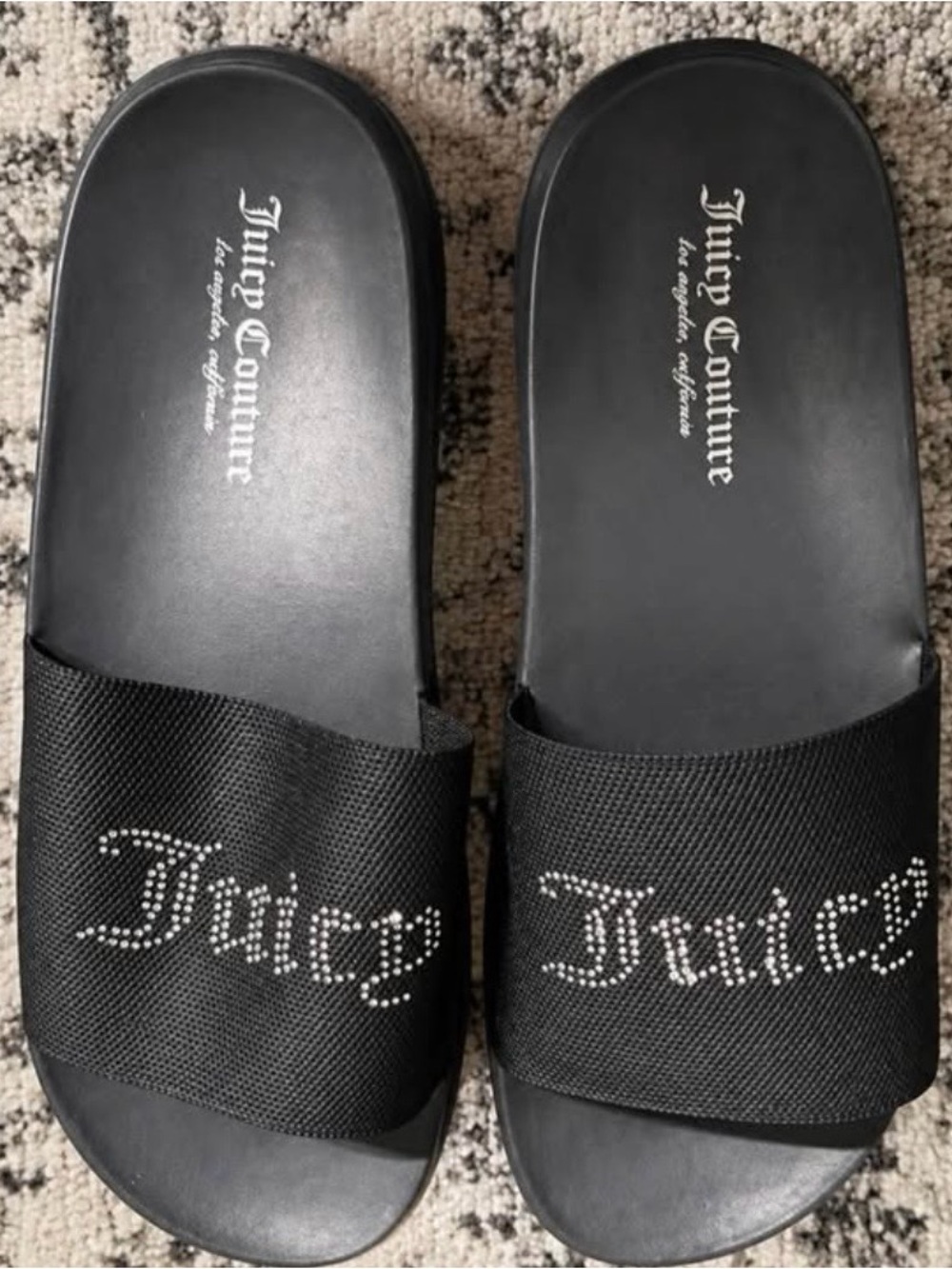 Juicy Couture Black Slide Sandals with Crystal Logo